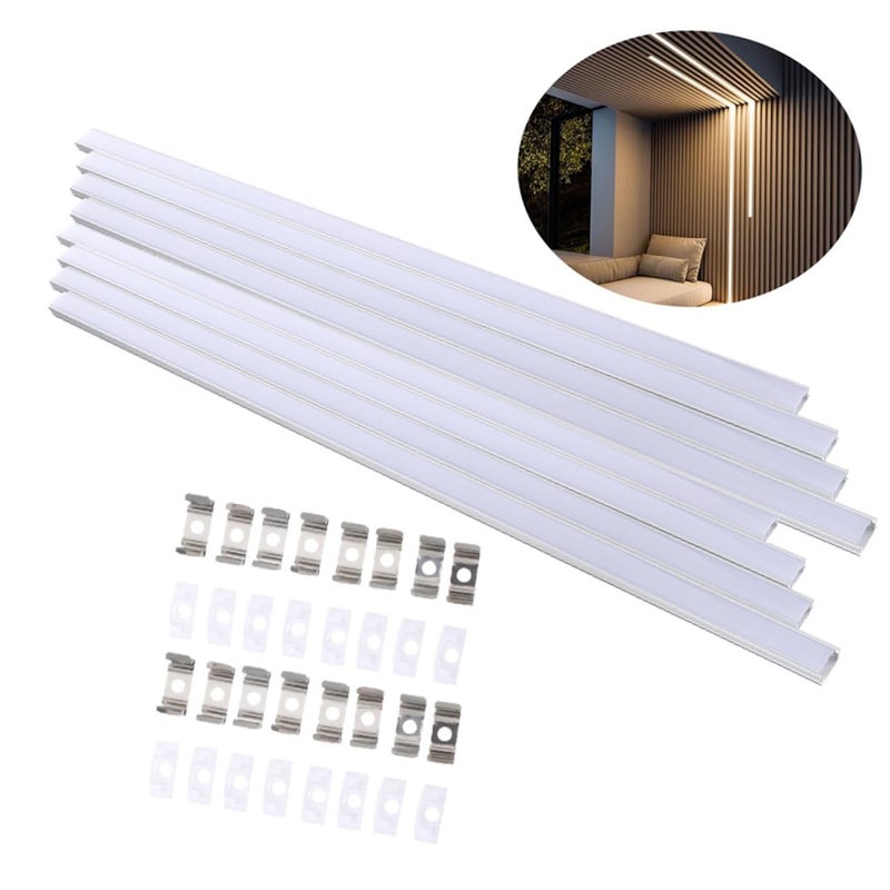 STOBAZA 8 Pack U Shape Aluminum LED Channel Kit with Clips and End Caps for Home Office Decor - Image 2
